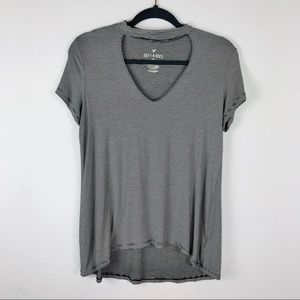 American Eagle Soft & Sexy Tee- Black/White Stripe